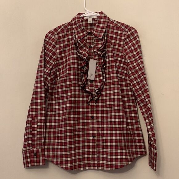 GH Bass & co tartan plaid long sleeve blouse Size S NWT - Picture 2 of 8